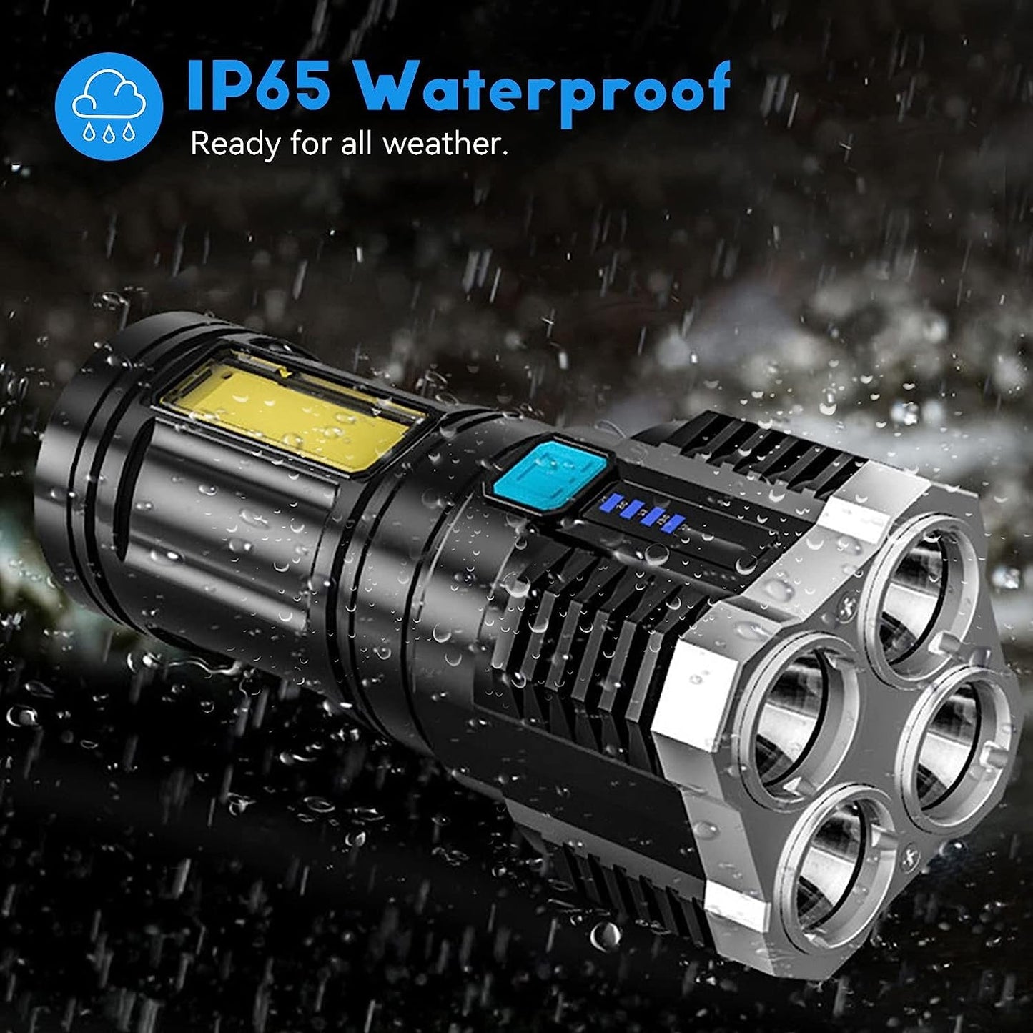 Rechargeable Flashlight,Super Waterproof Flashlight with 4 Model