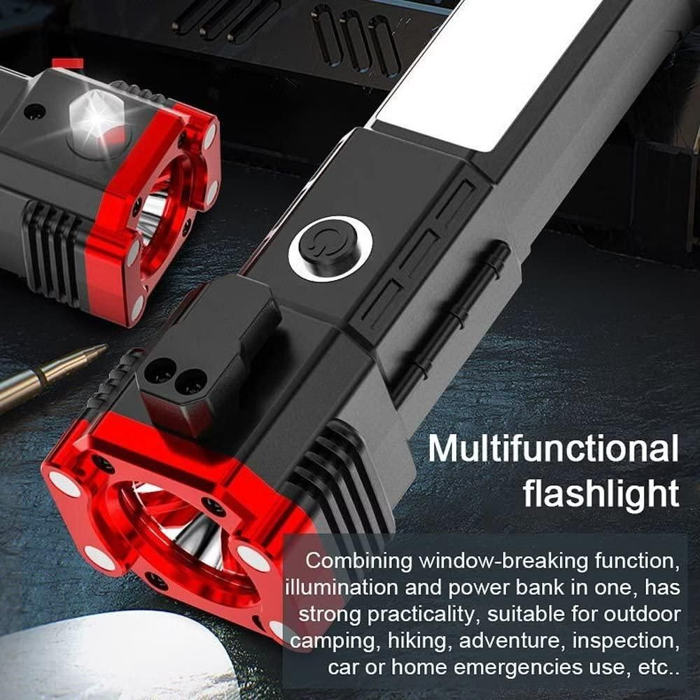 Torch Light,LED 3W Torch Light Rechargeable Torch Flashlight with Hammer Window Glass