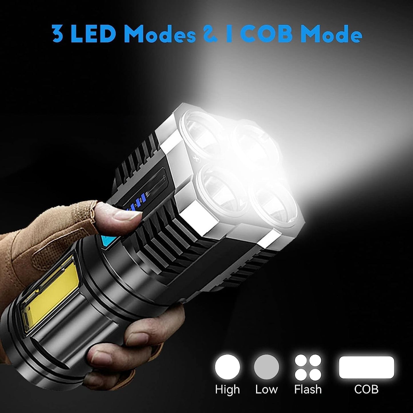 Rechargeable Flashlight,Super Waterproof Flashlight with 4 Model