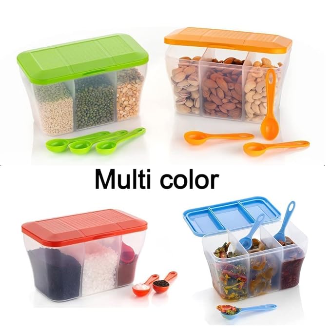 Multipurpose Plastic 3 In 1 Masala Box for Kitchen